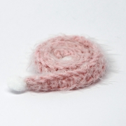 Handknitted fluffy pink Scarf with PomPoms