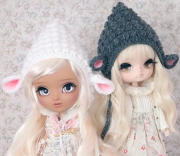 Crochet Sheep Hat for Pullip and Dal in White